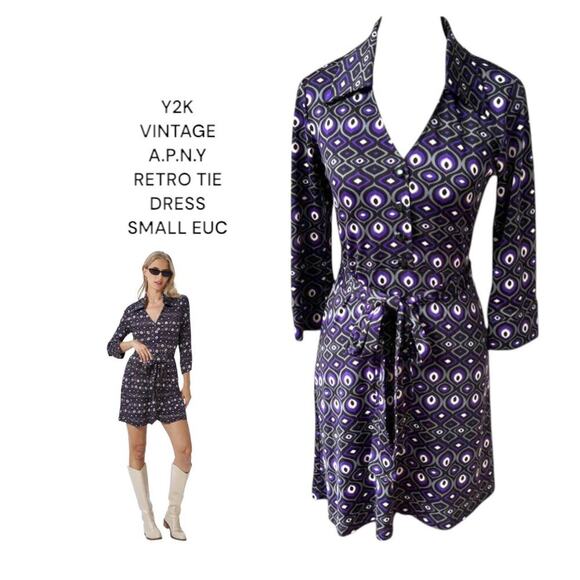 Y2K. VTG. A.P.N.Y RETRO ALL OVER PRINT GRAPHIC DRESS SMALL. - Picture 1 of 7